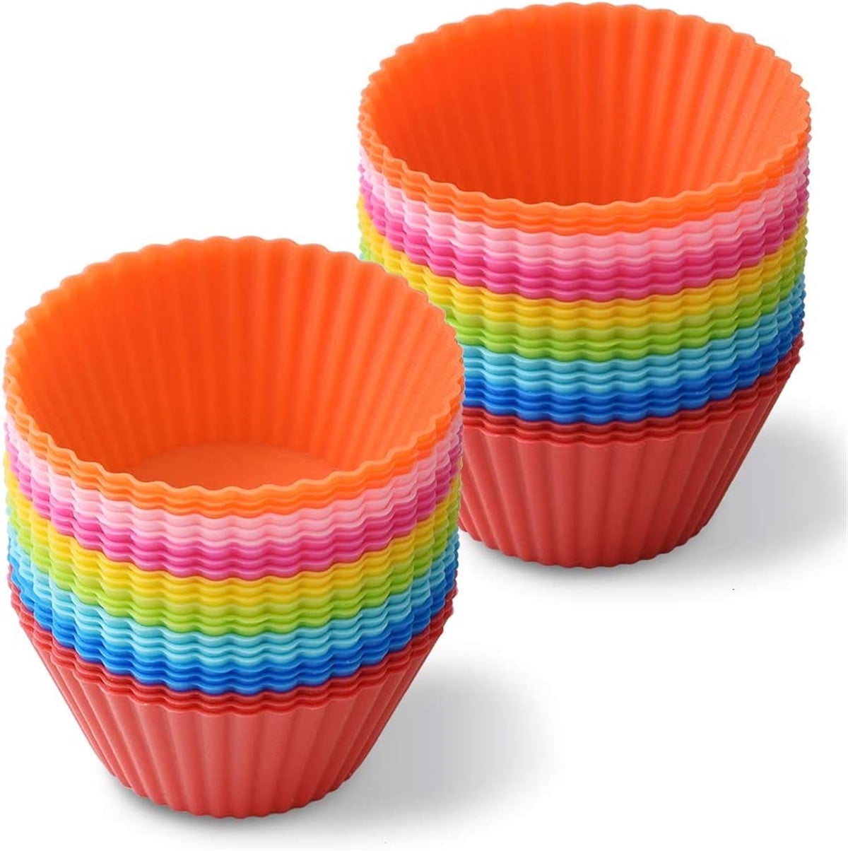 Cupcake Molds,24 Pack Silicone Cupcake Liner,Reusable Baking Cases Muffin Moulds,Silicone Muffin Moulds,Non-Stick Muffin Liners Molds Sets for Baking(Multicolor)